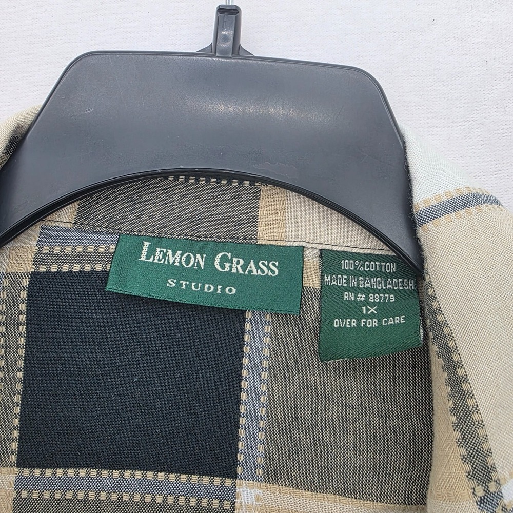 Lemon Grass Studio Tank And Button Up Top Womens 1X Black Tan Plaid - Picture 6 of 12